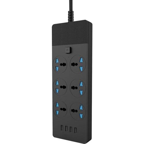 Surge Protector, Household Multi-Function with 6 AC Sockets, 4 USB Ports, ligent Wiring Universal Hole US Plug