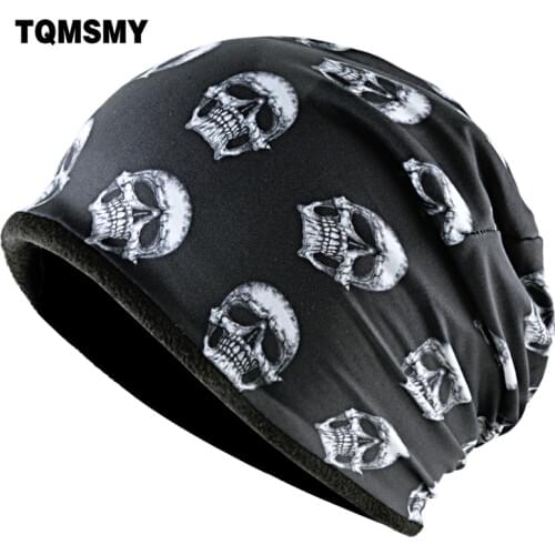 TQMSMY Fashion Skull Pattern Hats For Men Winter Warm Skullies Beanies Women Thick Ski Caps Unisex Hip Hop Punk Cool Bone Gorros