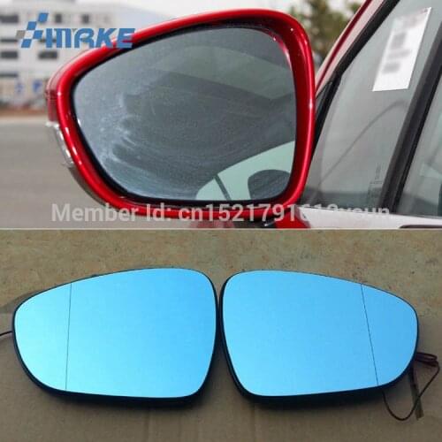 SmRKE 2Pcs For Peugeot 308 2013-2018 Rearview Mirror Blue Glasses Wide Angle Led Turn Signals light Power Heating