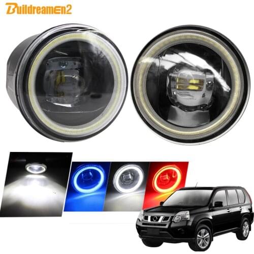 Buildreamen2 Car H11 4000LM LED Fog Light Assembly Lens Angel Eye Daytime Running Light DRL 12V For Nissan X-Trail T31 2007-2013