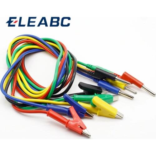 5pcs High Quality 1M Long Alligator Clip to Banana Plug Test Cable Pair for Multimeter