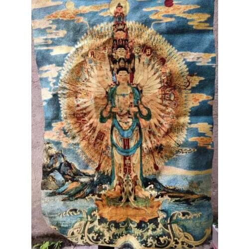 Tibet Religious embroidery, silk embroidery brocade, gold embroidery Thangka painting, thousands of hands of Guanyin Bodhisattva