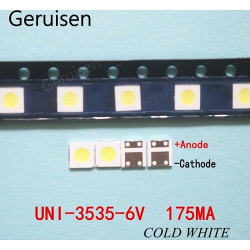 UNI 2000PCS LED backlight LCD TV 3535 3537 LED SMD Lamp bead bead 1W 6V 3535 1.2W Cold white UNI MSL-638DEZW-E26SC