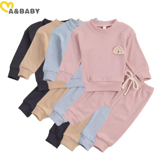 Ma&Baby 0-24M Spring Autumn Toddler Baby Girl Boy Clothes Set Long Sleeve Rainbow Top Sweatshirt Pants Outfits Costumes