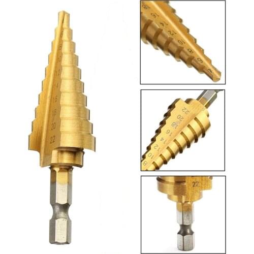 4-22MM High Speed Steel HSS 4241 Hex Titanium Step Cone Center Drill Bit 6/8/10/12/14/16/18/20/22mm Hole Cutter for Metal Workin
