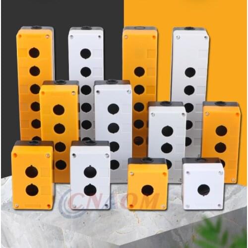 1PCS Gray Yellow Waterproof button box switch control box 1 2 3 4 5 hole industrial switch indicator box 22mm mounting hole