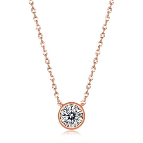 18K Gold Pendants White Moissanite Necklace 1ct 50points 925 Sterling Silver Necklaces For Women Wedding Party Neck Gift Jewelry