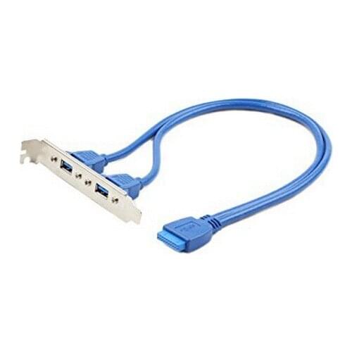 2 x USB Rear Panel Cable GEMBIRD CC-USB3-RECEPTACLE Silver Blue (0,45 cm)