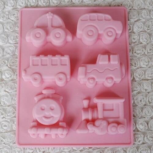 6-cavity Cake Mold Flexible Silicone Mold Car Train Desigh Silicone Cake Mould For Fondant Chocolate Candy Soap Molds Cake Tools