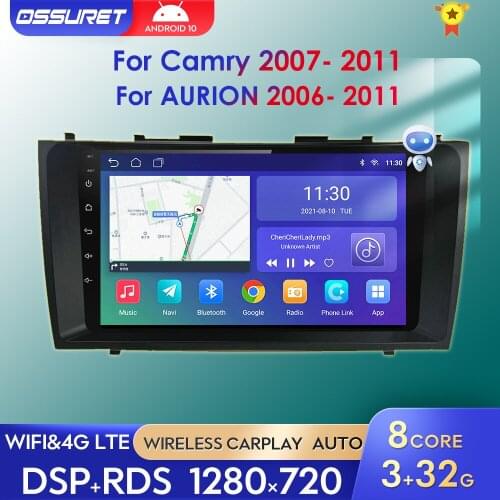 8"9" Android 10 For Toyota Camry 40 50 2007 2008 2009 2010 2011 Car Multimedia Autoradio Stereo GPS Navigation Player DAB+ DVR