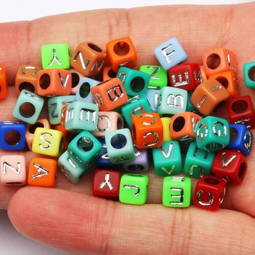 Square Color Mix Acrylic Letter Beads 100-500pcs 4x7mm Loose Spacer Beads For Jewelry Making DIY Necklace Bracelet Accessories