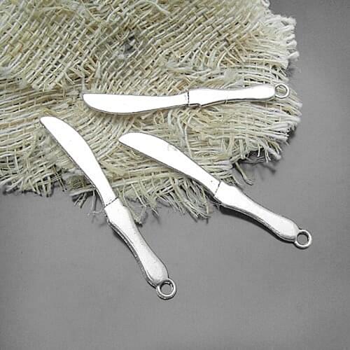 B188)20 pieces 53x6mm Antique Silver Zinc Alloy Long Knife Charms Pendants Diy Jewelry Findings Accessories Wholesale
