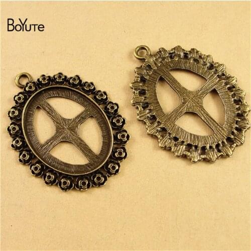 BoYuTe (30 Pieces/Lot) 40*30MM Cabochon Base Antique Bronze Plated Zinc Alloy Rose Flower Blank Bezel Pendant Setting Jewelry