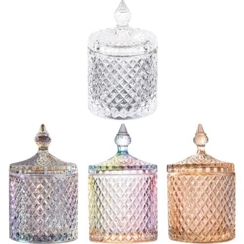 Cylinder Kitchen Crystal Glass Jar Candy Dishes with Cover Food Biscuit Large Storage Cans Container Barrel Snack Bottles Tidy