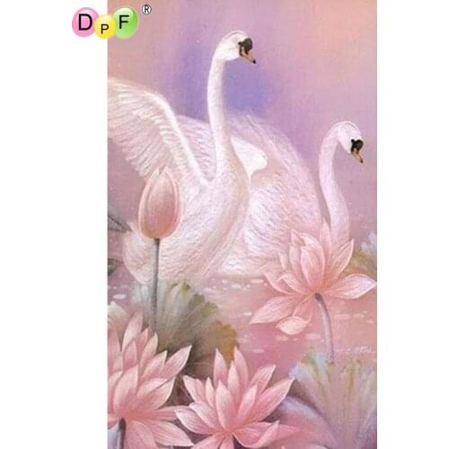 DPF DIY Pink swan 5D home decor wall painting mosaic full square diamond painting cross stitch diamond embroidery crafts Kits
