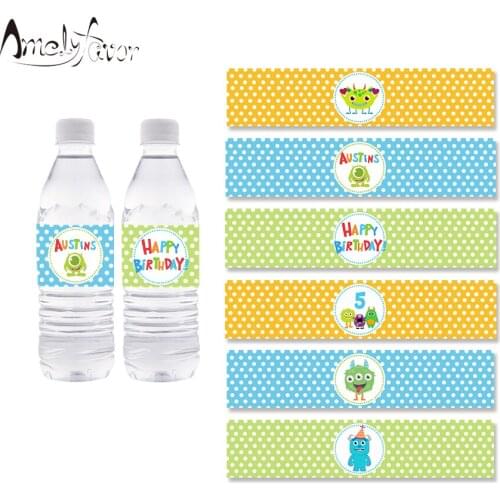 Little Monster Theme Bottle Labels Kids Grand Event Baby Shower Birthday Party Decorations Supplies Bottle Wrapper custom-made