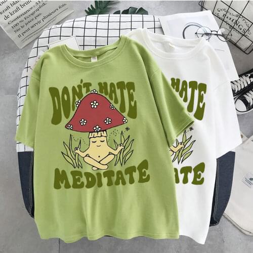 Mushroom Kawaii Ulzzang Tumblr Grunge Graphic Women T Shirt 90s Harajuku Casual Top Female Tshirt Summer Cartoon Ladies Tees