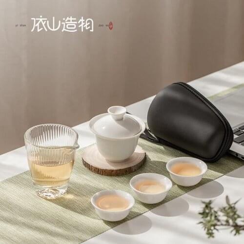 Mountain travel tea set crack creation portable outdoor tourism fair mug cup glass kung fu tea set