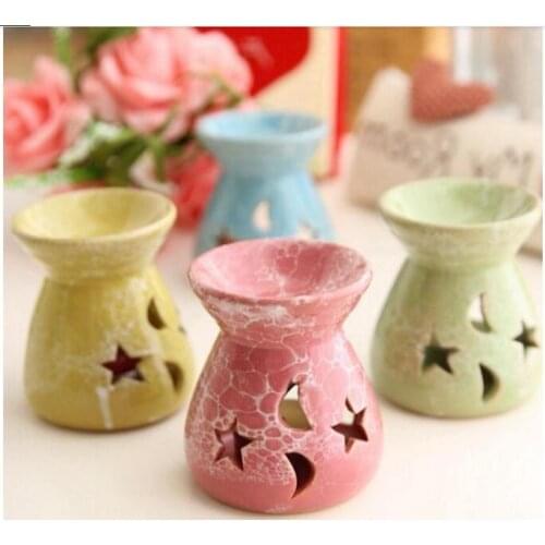 120pcs Ceramic Essential Oil Lamps Hollow Stars Moon Pattern Simple Essential Oil Fragrance Candle Incense Burners#37101