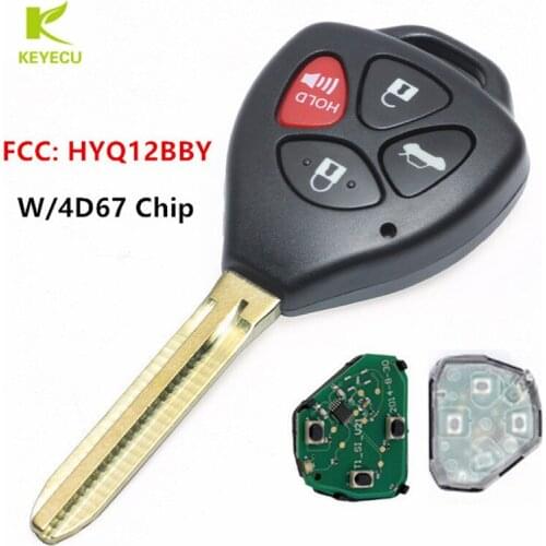 Keyecu Replacement New Head Ignition Keyless Entry Remote Key 4 Button 314.4MHz 4D67 Chip for 2007 -2010 Toyota Camry HYQ12BBY