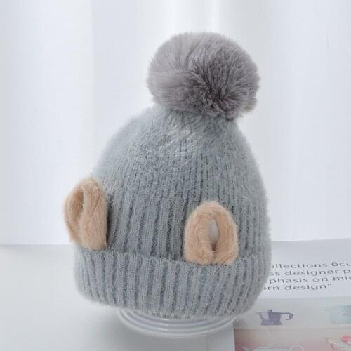 KENSHELLEY Korean Version Beanie Children Double-layer Knitted Hat Winte Thicken Woolen Warm Beanies For Kids