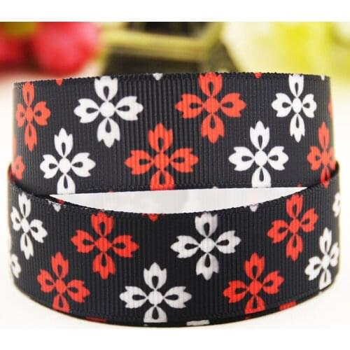 22mm 25mm 38mm 75mm Flowers Cartoon pattern printed Grosgrain Ribbon party decoration 10 Yards X-03996