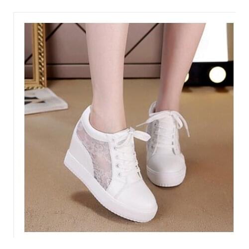 Sexy Women Shoes High heels Black White lace Women Sneakers For Women Outdoor Sports New autumn Female Sneake Large size