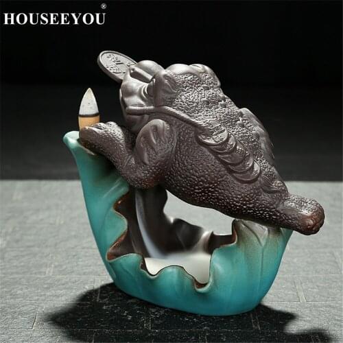 Toad Frog Animal Backflow Incense Burner Holder Waterfall Furnace Aroma Smoke Encens Incenso Censer Meditation Yoga Zen Room