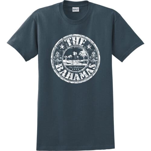 Hot Selling Top Fitness Clothing Tops Male Bahamas Travel Stamp Print Charcoal T-Shirtpolyester T Shirts