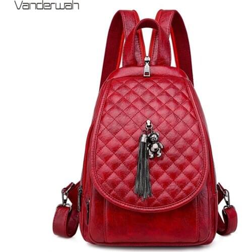 Spring Travel Multifunction Woman small Backpack Fashion bear Tress pendant Backpacks For Teenager Girls 2020 Mochilas Feminina