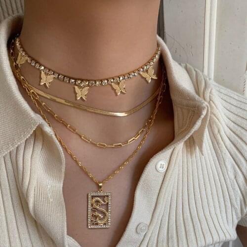 Caraquet Golden Punk Multilayer Chokers Necklaces For Women Dragon Butterfly Portrait Coin Pendant Necklace Geometry Jewelry