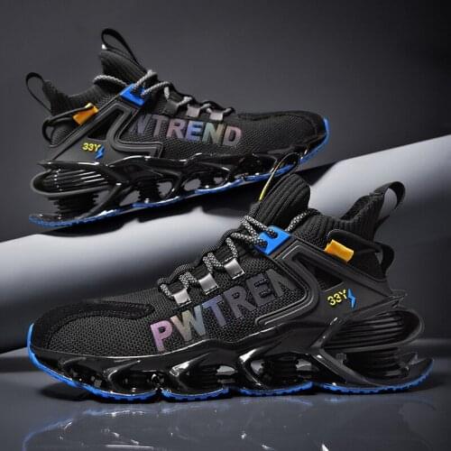 Trendy Blade Running Shoes For Men Breathable Mesh Reflective Sneakers Antiskid Damping Outsole Sports Shoes Training Zapatillas
