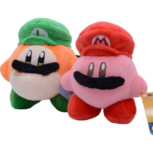 10 Cm Kawaii Kirby Cos Super Mario Bros Luigi Soft Stuffed Plush Dolls Anime Peripheral Classic Characters Decor Pillow Kids Toy