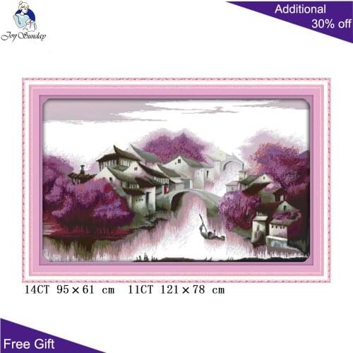 Joy Sunday Purple Dream F318 Cross Stitch 14CT 11CT Counted and Stamped Home Decoration Purple Dream Cross Stitch kits