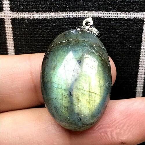 Natural Labradorite Necklace Pendant Jewelry For Woman Man Yellow Light Crystal 29x20x10mm Beads Silver Moonstone Gemstone AAAAA