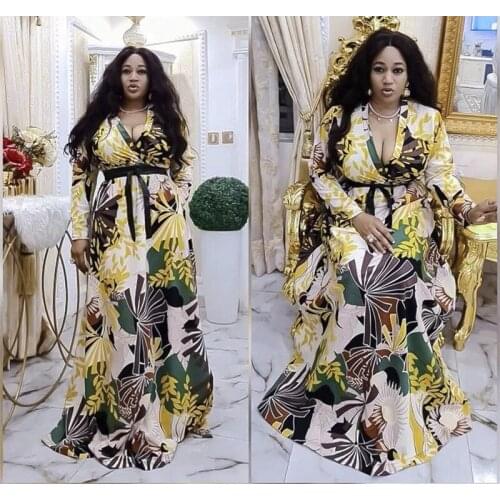 African Print Maxi Dresses For Women Summer 2021 Elegant Long Sleeve Evening Gowns Ankara Floral Boho Chiffon Dress Outfits