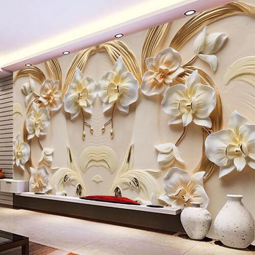 Custom Photo Wallpaper 3D Relief Butterfly Orchid Background Wall Mural Living Room TV Sofa Home Decor Classic Wall Paper Rolls