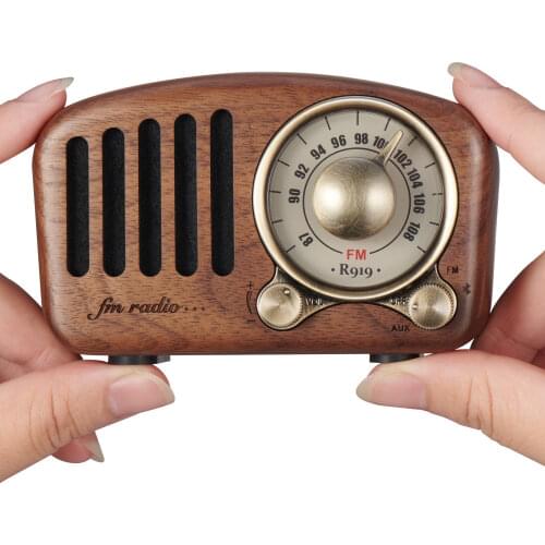 Radio Retro Bluetooth Speaker Walnut Wooden FM Radio with Old Fashioned Classic Style, TF Card & MP3 Player Loud Volume