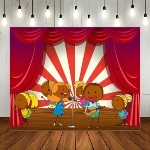 Nitree Photo Studio Props Vinyl Photography Backdrop Cartoon Kids Birthday Patty Decoration Boys Girls Band Performing On Stage