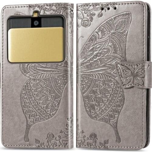 Cute Butterfly Case for Kyocera Basio 3 KYV43 (5.0in) Cover Flip Leather Wallet Book Black for Kyocera Basio3 KYV-43 43KYV