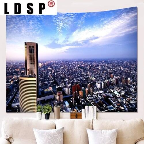 LDSP Modern City Skyscrapers Road Tapestry Hanging Rugs Background Cloth Beach Mat Blanket Art Bedroom Living Home Decor