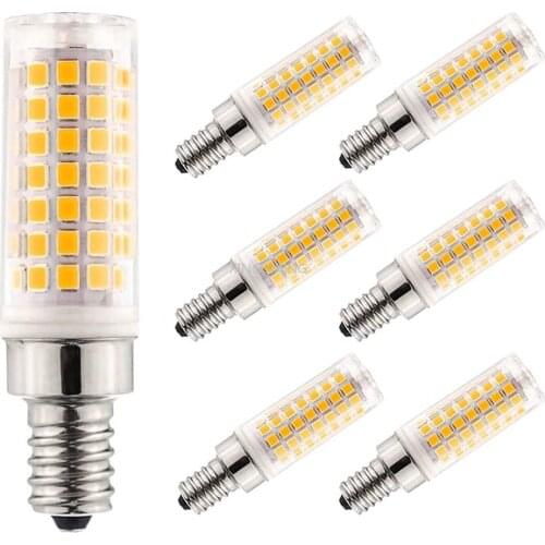 E12 LED dimming candle holder bulb 7W is equivalent to 60W halogen lamp LED chandelier bulb 220V E12 base (6 pcs)