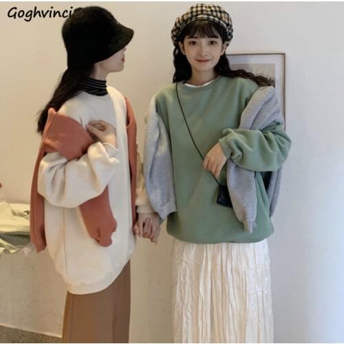 Hoodies Womens Autumn Loose Casual New Korean Style Streetwear Vintage O-neck Sweatshirts Thicken Oversize Female Chic Tops Hot