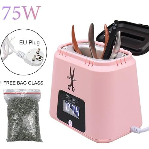75W High Temperature Tool Sterilizer Used for Metal Tools Disinfection With 1 Bag Glass Balls Box Nail Art Sterilizer Machine