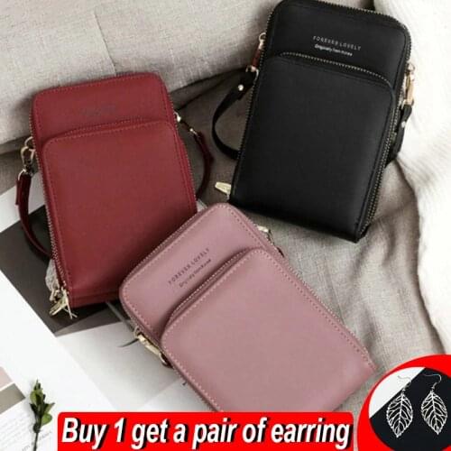PU Leather Crossbody Bag Large Capacity Cellphone Bag Small Shoulder Bag Multi-function Handbag Lady Shopping Purse Mini Wallet