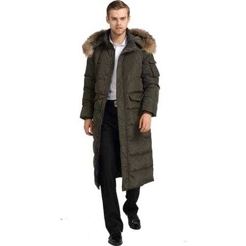 2018 New Winter jacket Mens Long Over the Knee Hooded Thick section Warm Hooded Park jacket Detachable Collar Cold Coat 4XL