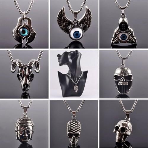 1PC Stainless Steel Casting Necklace Guardian Eye Retro Vintage Pendant High Quality Unisex Necklace Goth Accessories