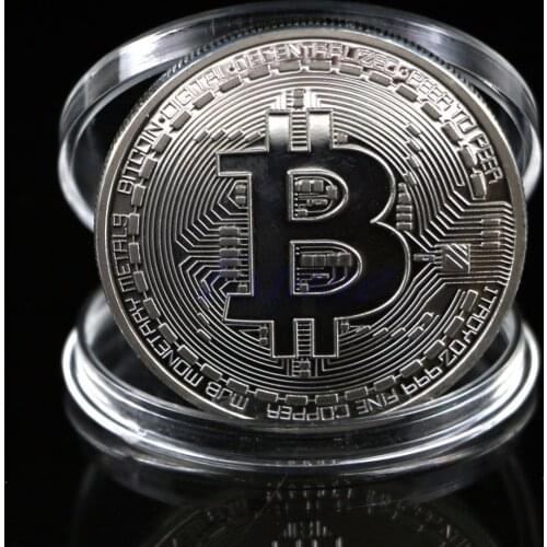 1Pc Silver Plated Bitcoin Coin Collectible BTC Coin Art Collection Gift Physical