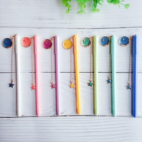 2 pcs/lot Candy Color Planet Star Pendant Gel Pen Fine Writing Ink Pen Promotional Gift Stationery School & Office Supply