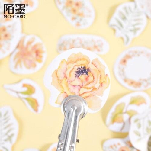 46pcs Mini Box plant stickers orange Rose story DIY decoration collage Bullet card diary scrapbook 4CM